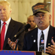 Trump listens as Al Baldasaro speaks during a news conference in New York, Tuesday, May 31, 2016. Photo via AP